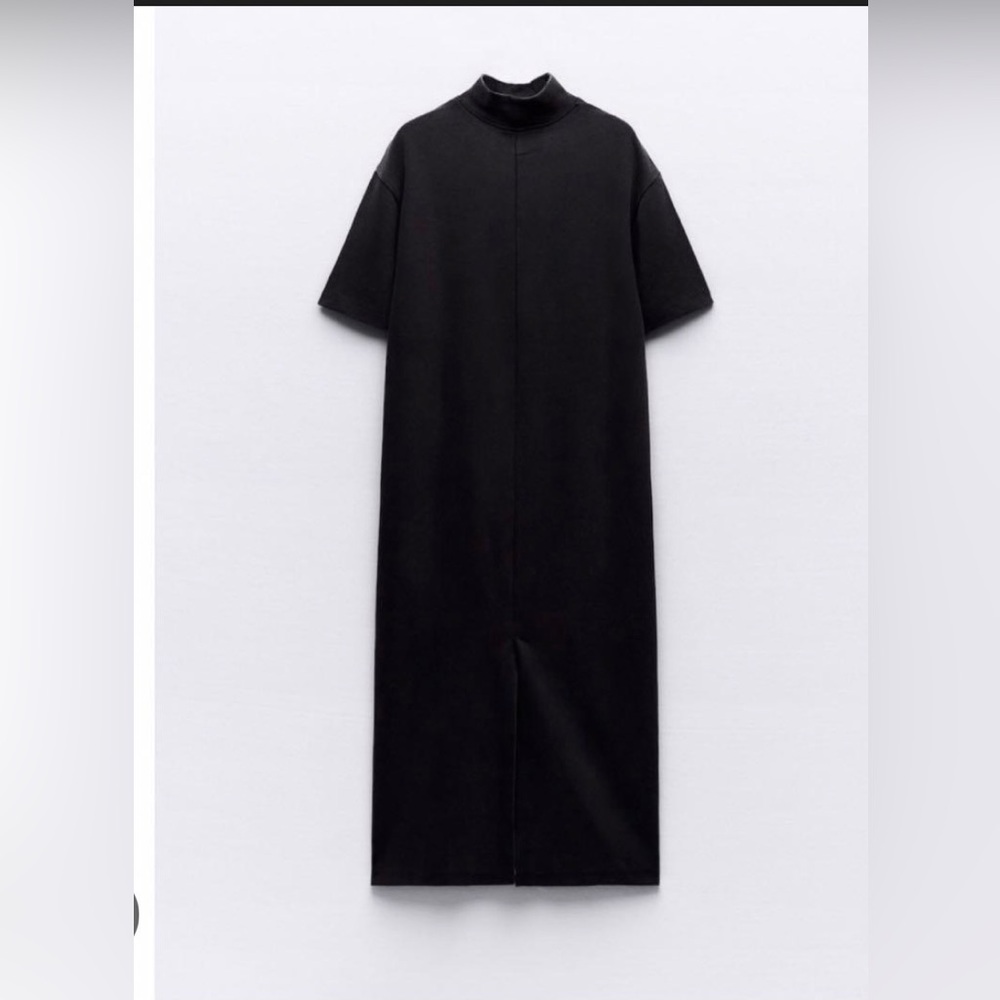 Zara Black interlock mock neck Midi Dress size L - Picture 3 of 8